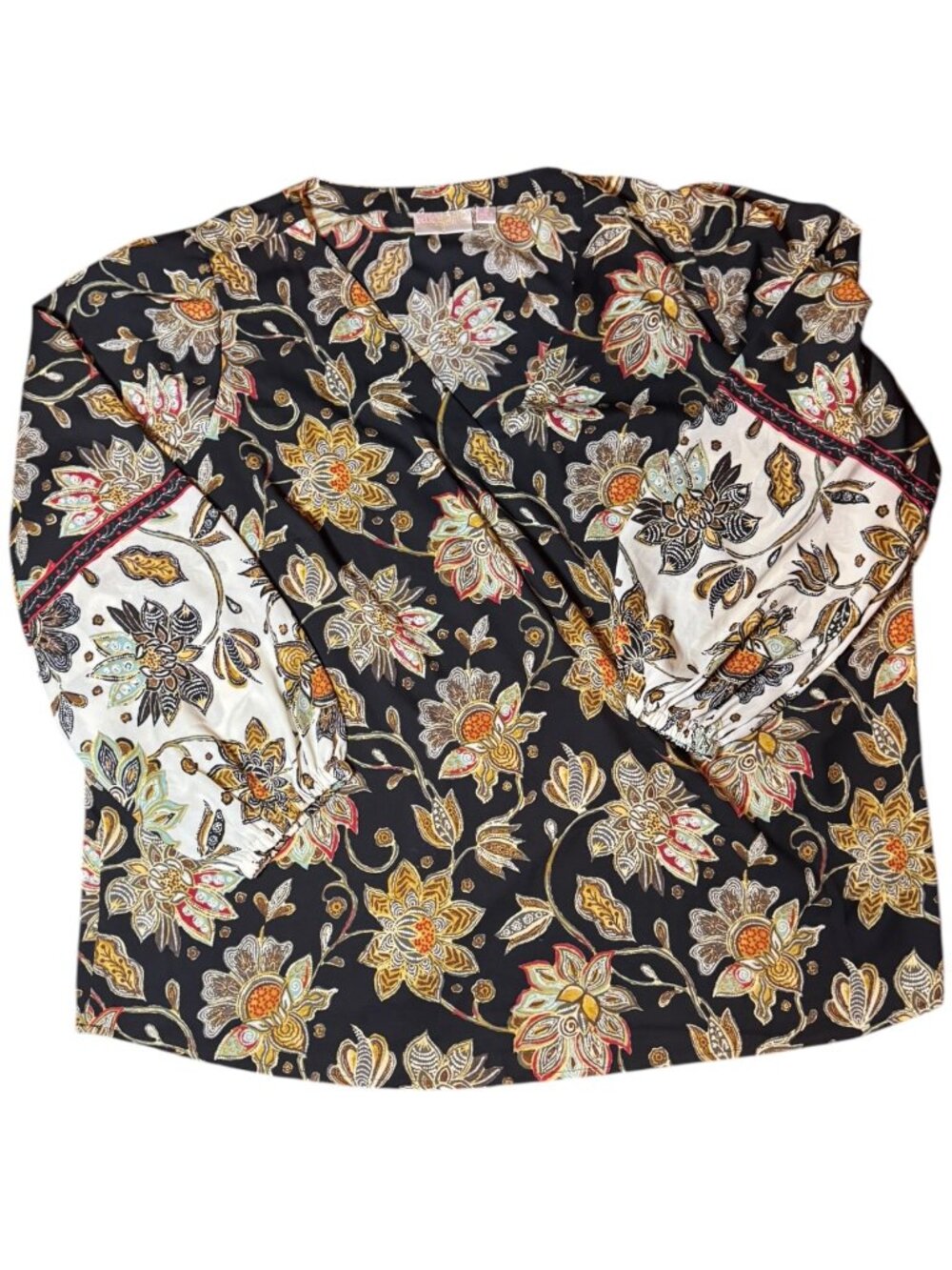 Belle by Kim Gravel Blouse Women’s 3X Black Floral Boho Tunic Top - Picture 2 of 5